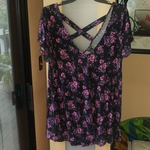 Torrid Floral Criss-Cross Tee